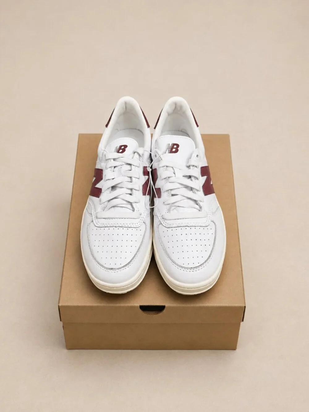 New Balance CT500 White Burgundy Leather Court Sneakers CT500LPB Mens 8